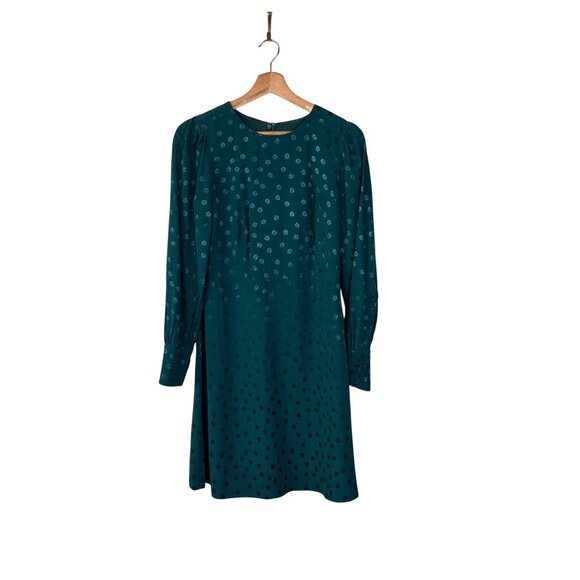 J. Crew Green Shift Dress in Jacquard Floral Dot Dress Womens Sz. 0 Casual - Picture 1 of 6